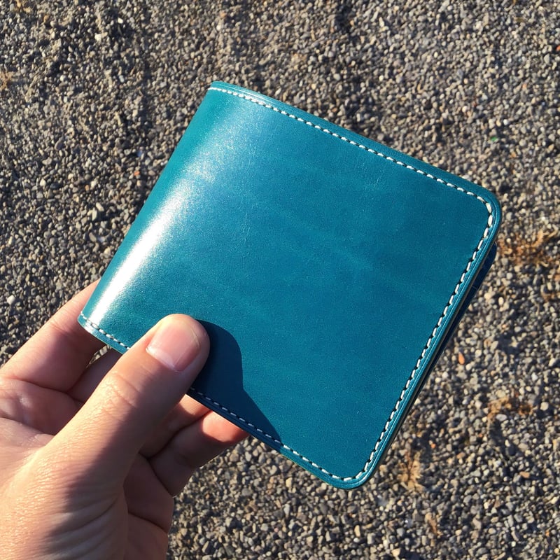 ルガトショルダー琉球ブルー 二つ折り財布 小銭入れあり | keywest828