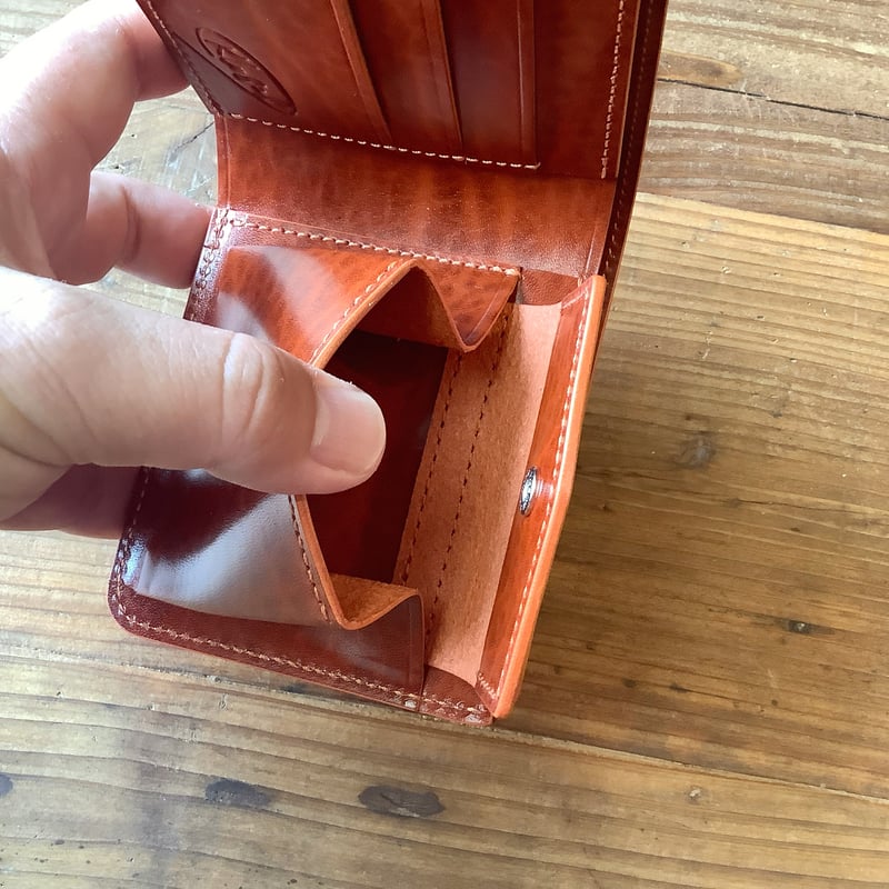 ルガトショルダー橙 オレンジ 二つ折り財布 小銭入れあり | keywest828