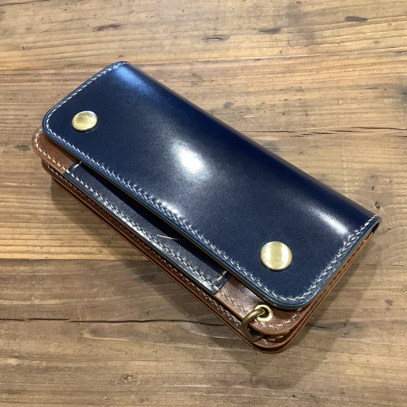 ネイビーオイルコードバン×ルガトショルダーブラウン トラッカー