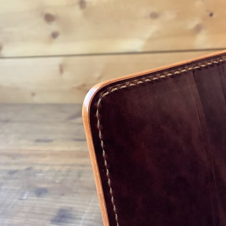 オイルコードバンブラウン×ルガトショルダーブラウン　二つ折り財布 小銭入れなし