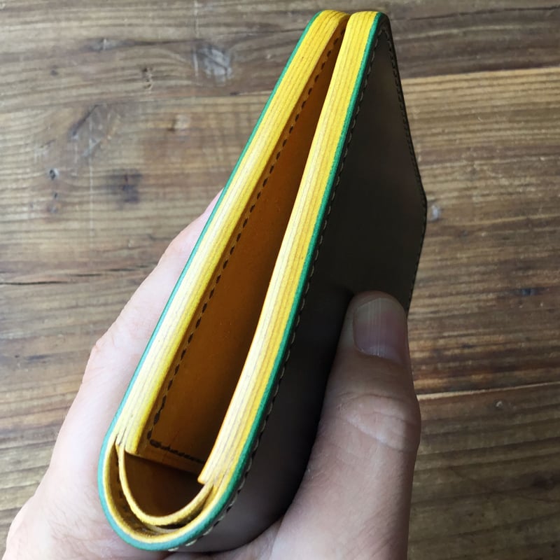 ルガトショルダーグリーン×ルガトショルダーイエロー 二つ折り財布