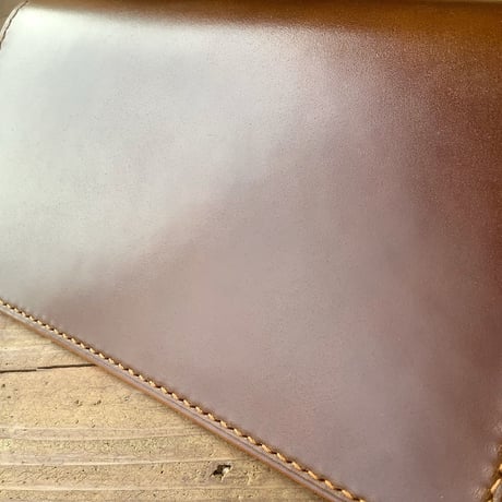 オイルコードバンブラウン×ルガトショルダーブラウン 長財布 小銭入れあり