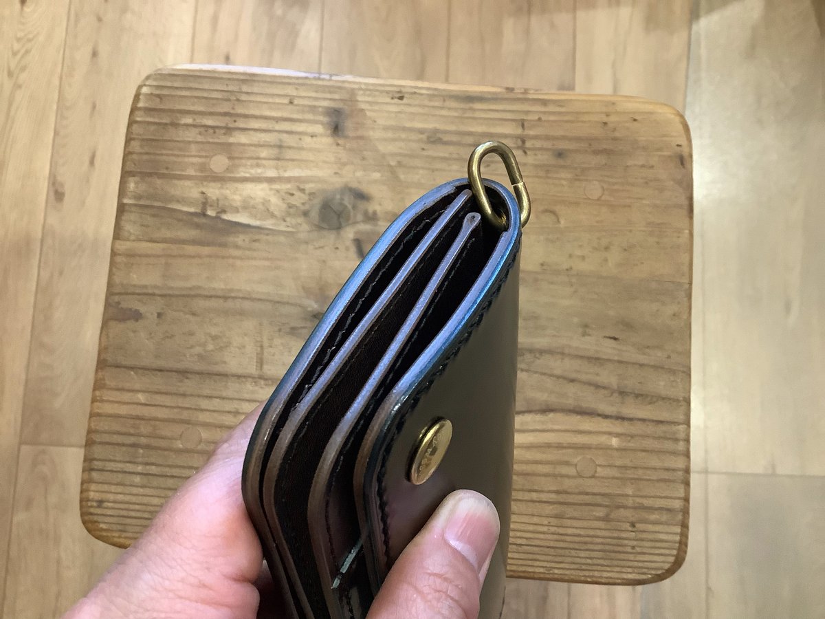 トラッカーウォレット ハンドメイド 新喜皮革製 コードバン 蝋引き ブラック トラッカーウォレット ハンドメイド 新喜皮革製 コードバン 蝋