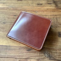 オイルコードバンコニャック×ルガトショルダーブラウン 二つ折り財布 小銭入れあり