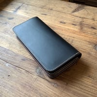 黒革×ルガトショルダー　ダークブラウン  長財布 小銭入れあり