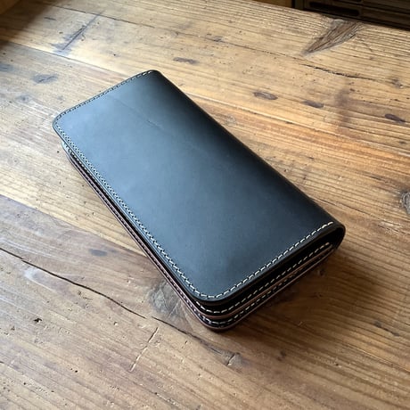 黒革×ルガトショルダー　ダークブラウン  長財布 小銭入れあり