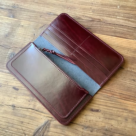 黒革×ルガトショルダーワイン  長財布 小銭入れあり