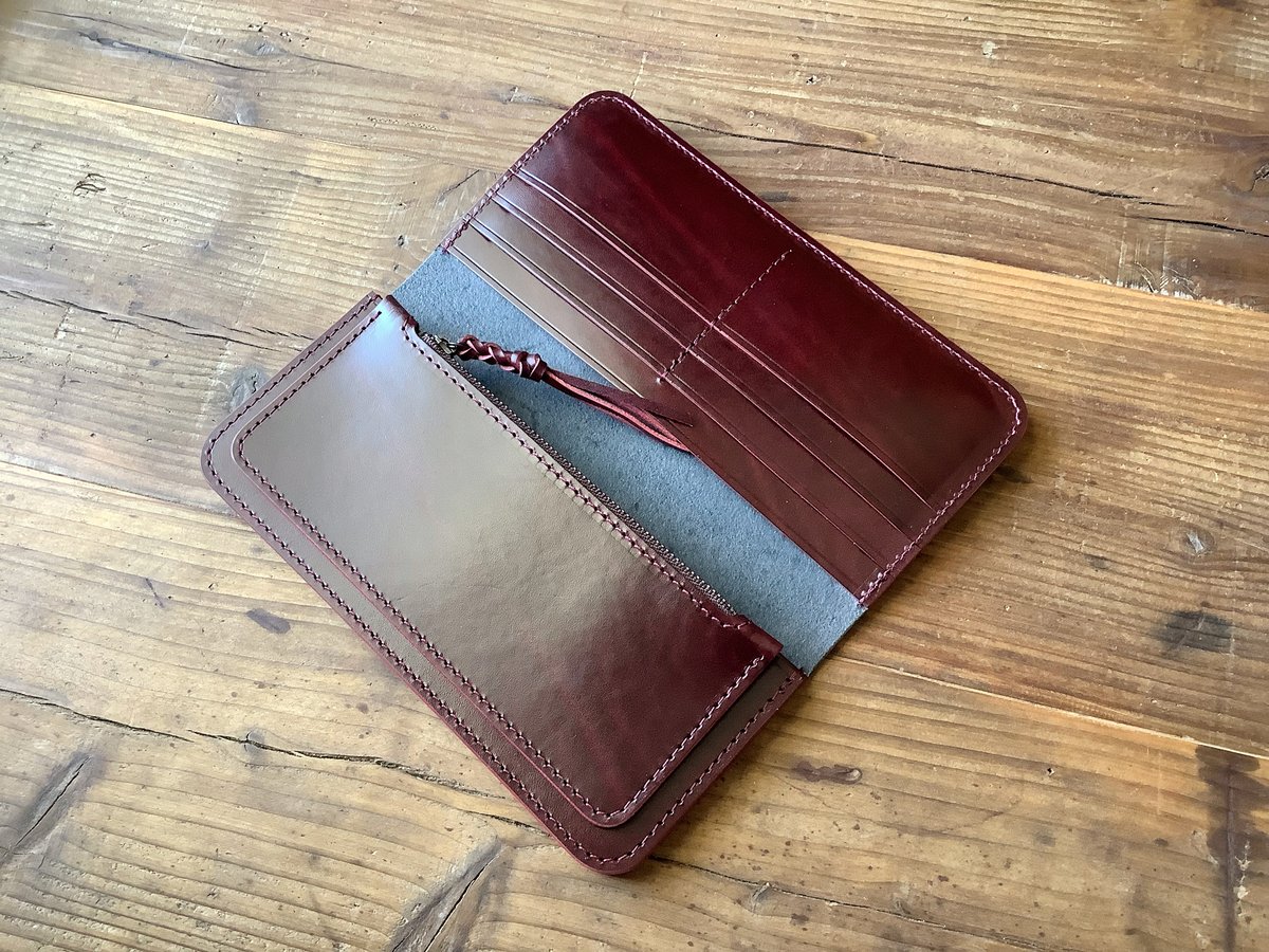 【山吹の里】ルガトショルダー　ワイン　L字ファスナーウォレット 山吹の里様専用】ルガトショルダー ワイン L字ファスナーウォレット