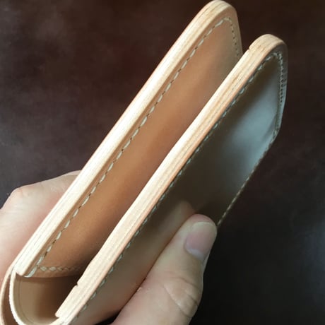ナチュラルコードバン×栃木レザー 二つ折り財布 小銭入れあり