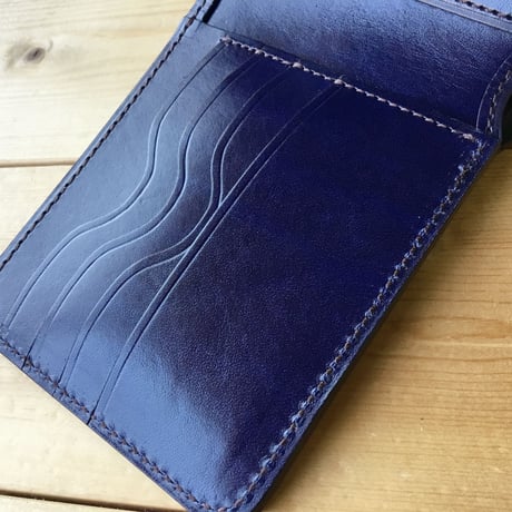 コードバン黒×ルガトショルダーネイビー  二つ折り財布  小銭入れあり