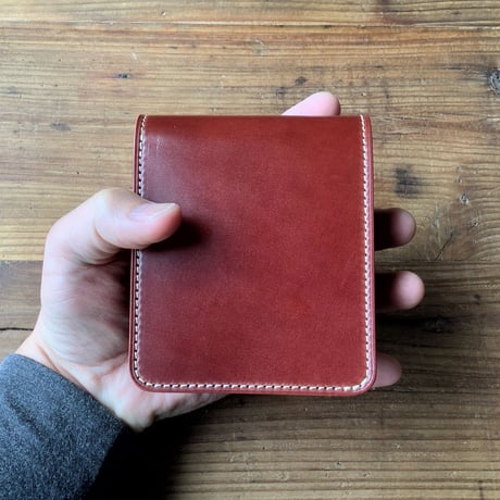オイルコードバンレッドブラウン×ルガトショルダーブラウン 二つ折り財布 小銭入れあり