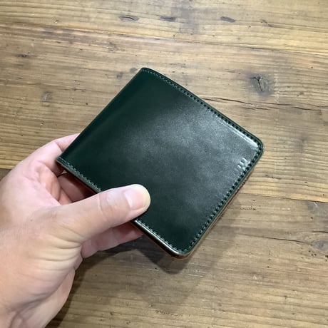 オイルコードバングリーン×ルガトショルダーブラウン 二つ折り財布 小銭入れあり