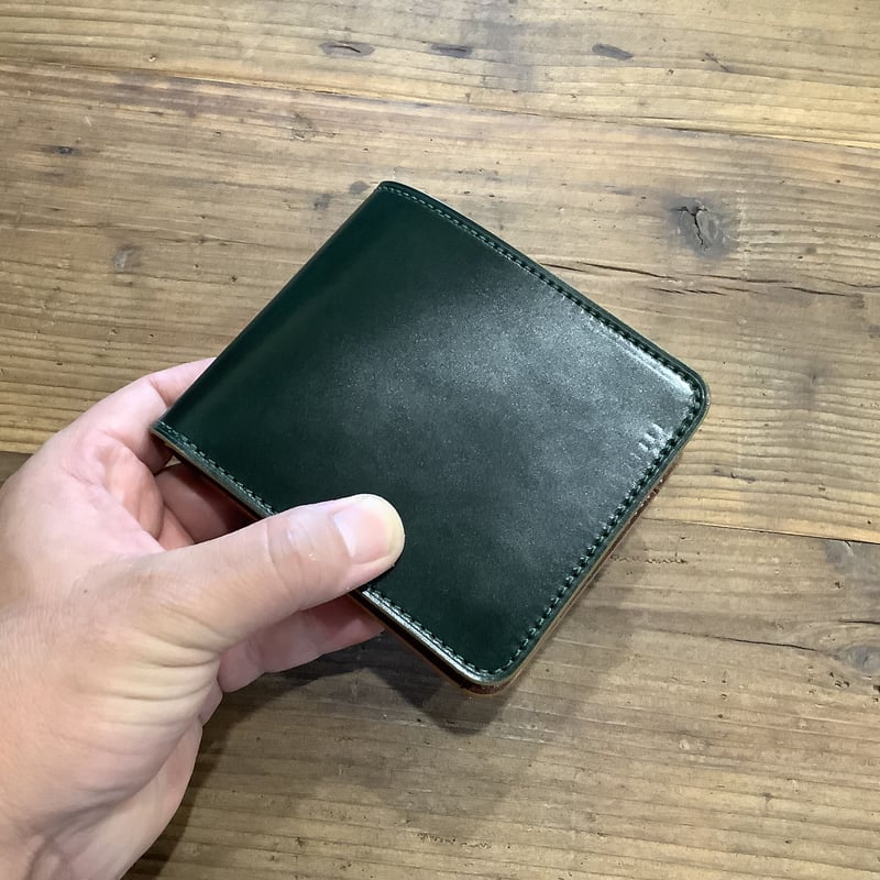 オイルコードバングリーン×ルガトショルダーブラウン 二つ折り財布