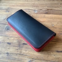 黒革×ルガトショルダー赤  長財布 小銭入れあり