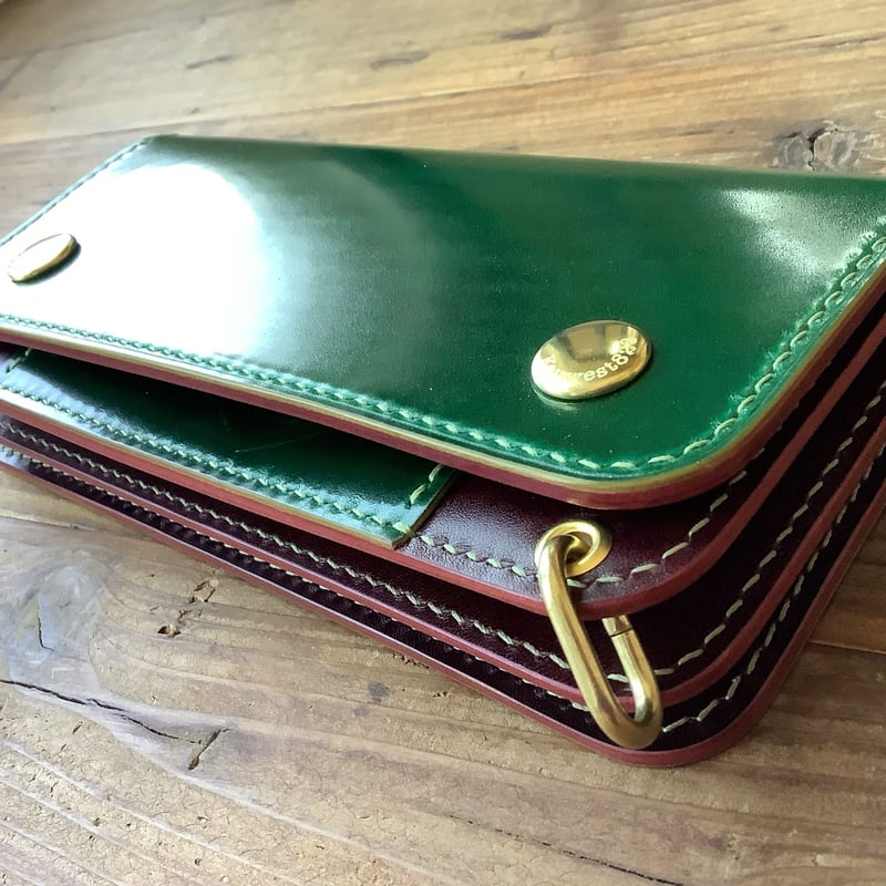 131ロングトラッカーウォレット イタリアンレザーTEXAS【グリーン】