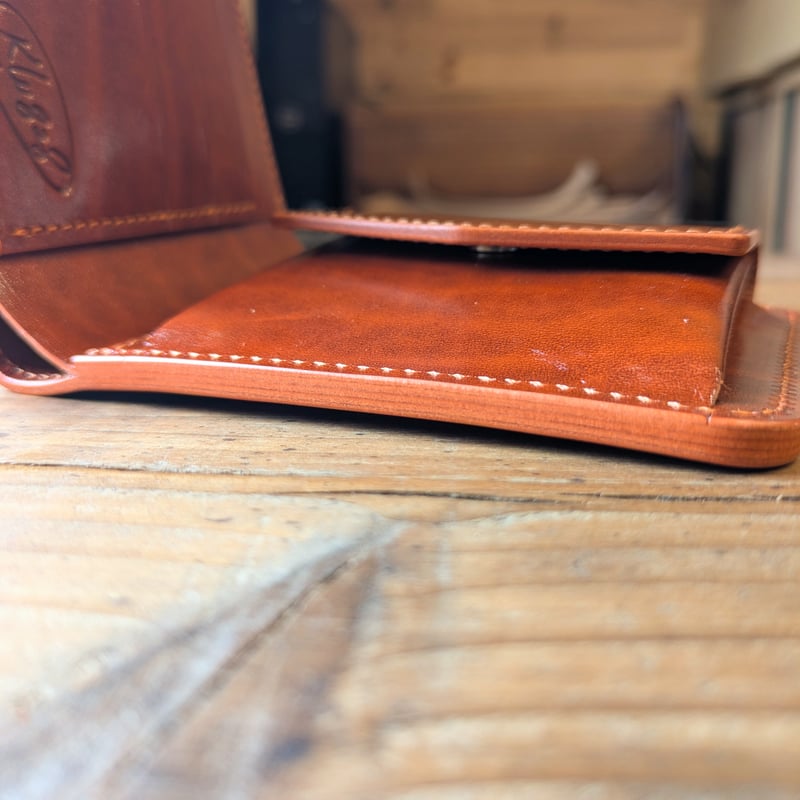 ルガトショルダー橙 オレンジ 二つ折り財布 小銭入れあり | keywest828