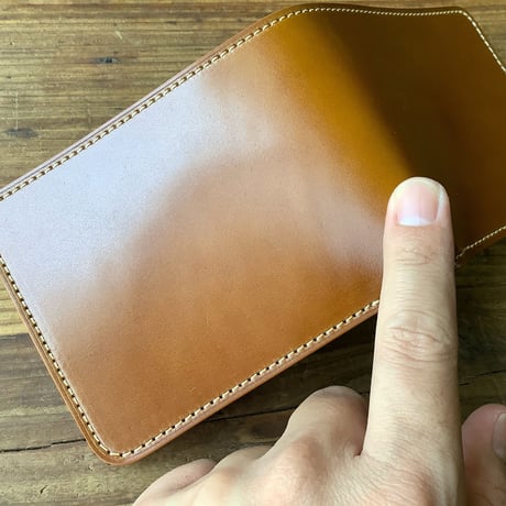 オイルコードバンブラウン×ルガトショルダーワイン 二つ折り財布 小銭入れあり