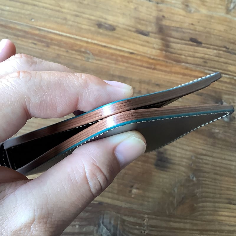 ネイビーオイルコードバン×ルガトショルダー ダークブラウン 二つ折り