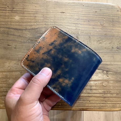 ロカドコードバンブルー×ルガトショルダー　ダークブラウン 二つ折り財布 小銭入れあり