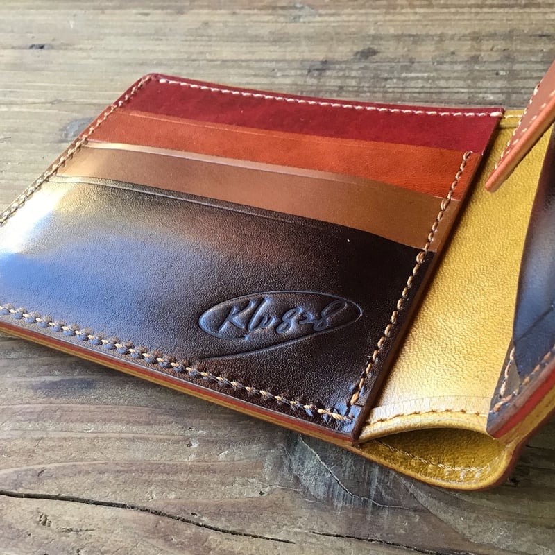 オイルコードバンバーガンディ×ルガトショルダー 70's 二つ折り財布