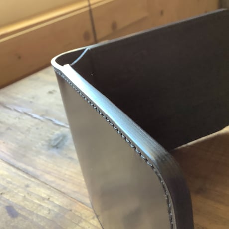 オイルコードバン黒×オイルレザー黒  二つ折り財布  小銭入れなし