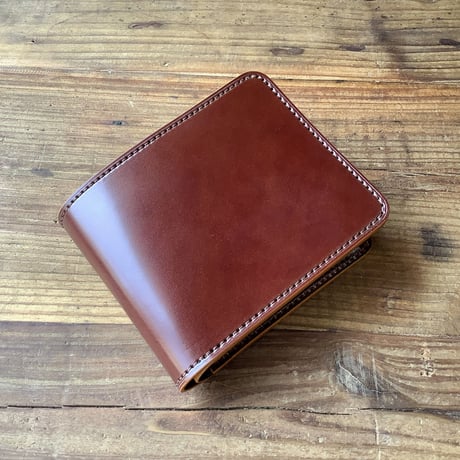 オイルコードバンコニャック×ルガトショルダーブラウン 二つ折り財布 小銭入れあり