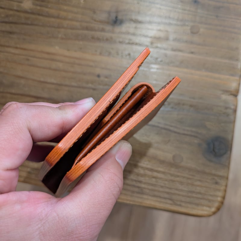 ルガトショルダー橙 オレンジ 二つ折り財布 小銭入れあり | keywest828