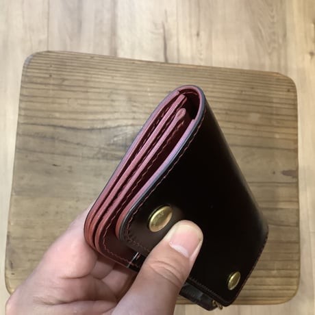 オイルコードバン黒×ルガトショルダーワイン 　トラッカーウォレット
