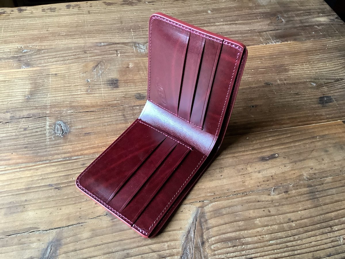 二つ折り財布　ルガトショルダー　栃木レザー　ハンドメイド サドルレザーとルガトショルダーの二つ折り財布 二つ折り財布