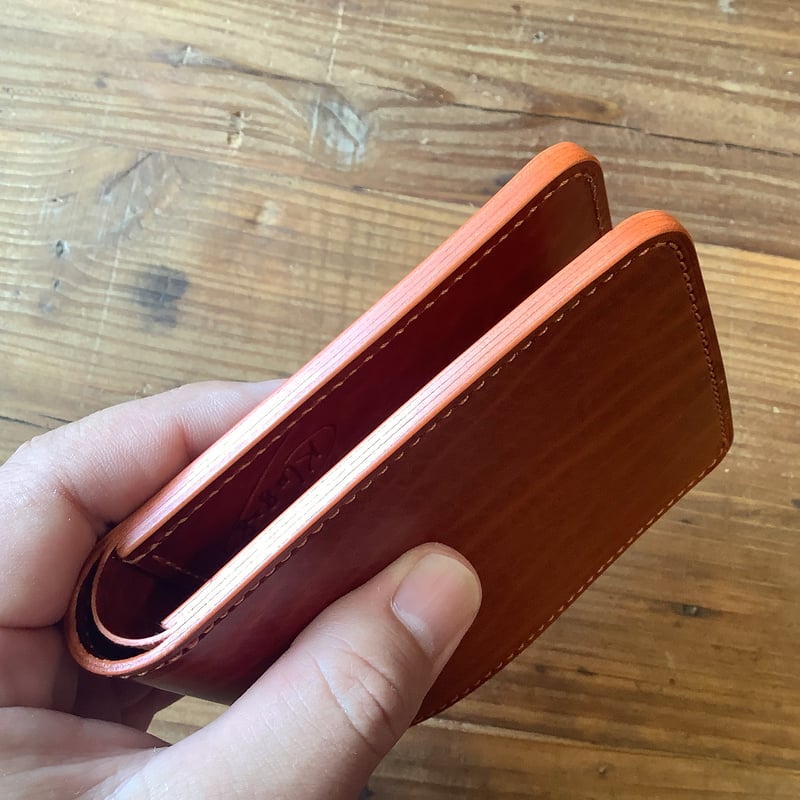 ルガトショルダー橙 オレンジ 二つ折り財布 小銭入れあり | keywest828