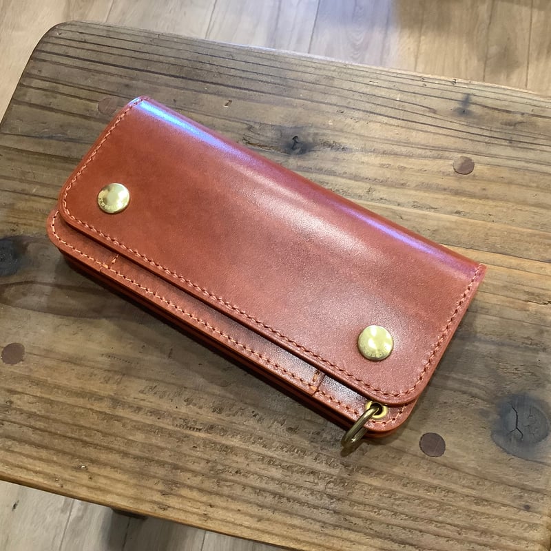 ルガトショルダー橙 オレンジ トラッカーウォレット 表革ロング