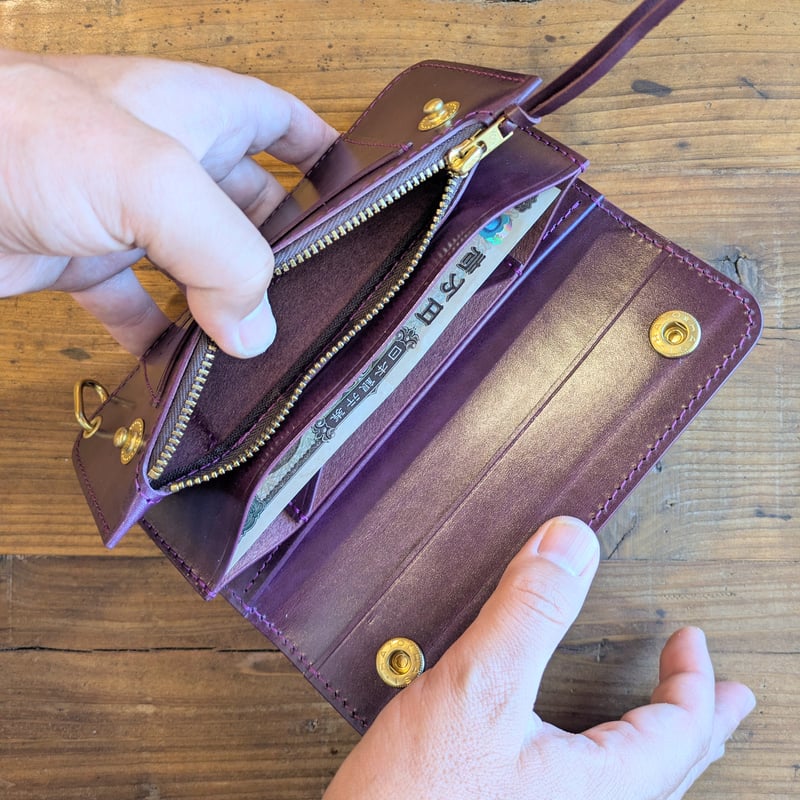 販売中★ ミニ6 システム手帳　ルガトショルダー　紫　パープル　本革牛革　レザー ルガトショルダーパープル 紫 トラッカーウォレット | keywest828