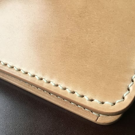 ナチュラルコードバン×栃木レザー 二つ折り財布 小銭入れあり