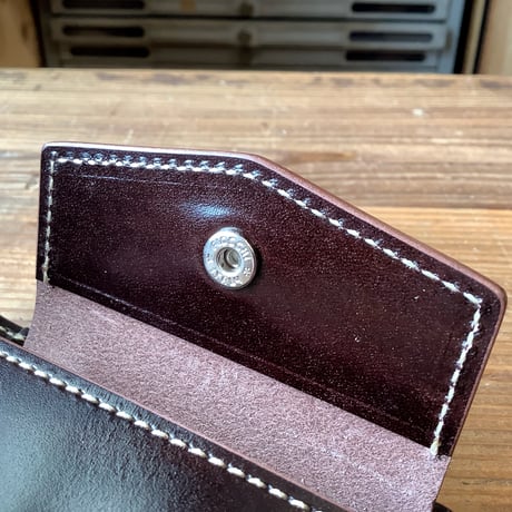 ロカドコードバンブルー×ルガトショルダー　ダークブラウン 二つ折り財布 小銭入れあり