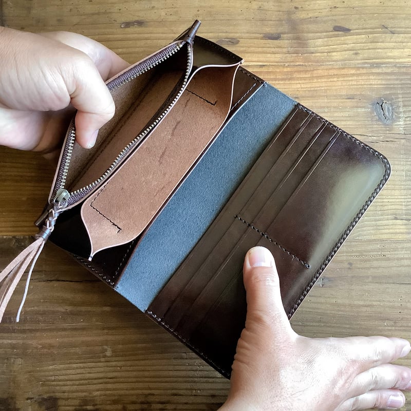 黒革×ルガトショルダー ダークブラウン 長財布 小銭入れあり | keywest828 