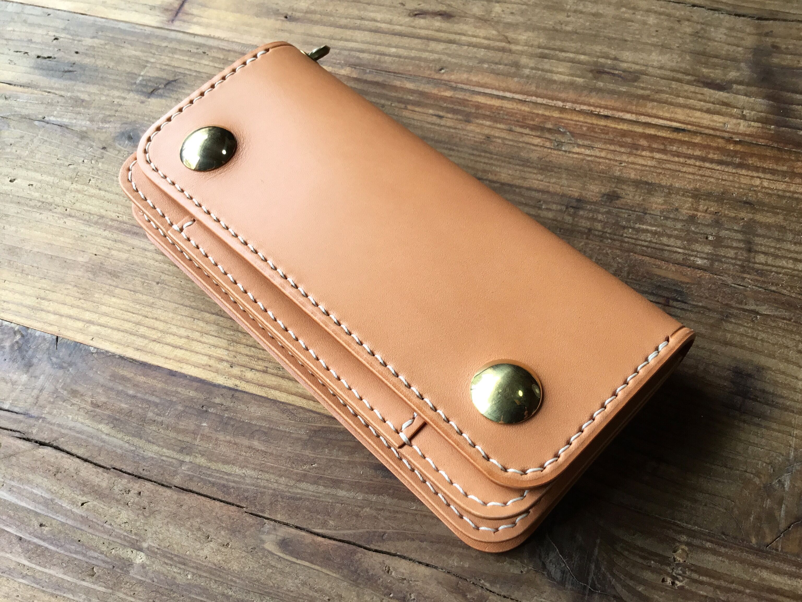 特価[ハンドメイド] トラッカーウォレット アメリカンオイルレザー茶180×95 original