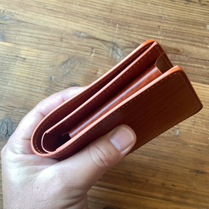 ルガトショルダー橙 オレンジ 二つ折り財布 小銭入れあり | keywest828