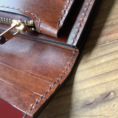 コードバンブラウン×ルガトショルダーブラウン 長財布 小銭入れあり