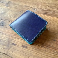 ルガトショルダーネイビー＆琉球ブルー  二つ折り財布  小銭入れあり