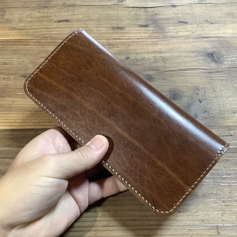 ルガトショルダーブラウン×ネイビー 長財布 小銭入れあり | keywest828