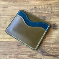 オリーブコードバン&ネイビーオイルコードバン パスケース カード入れ