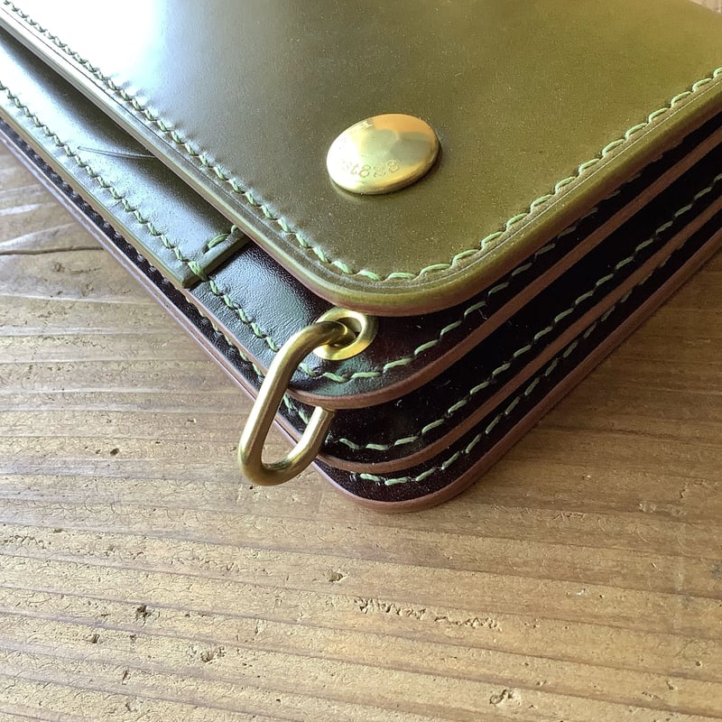 オリーブコードバン×ルガトショルダーブラウン トラッカーウォレット