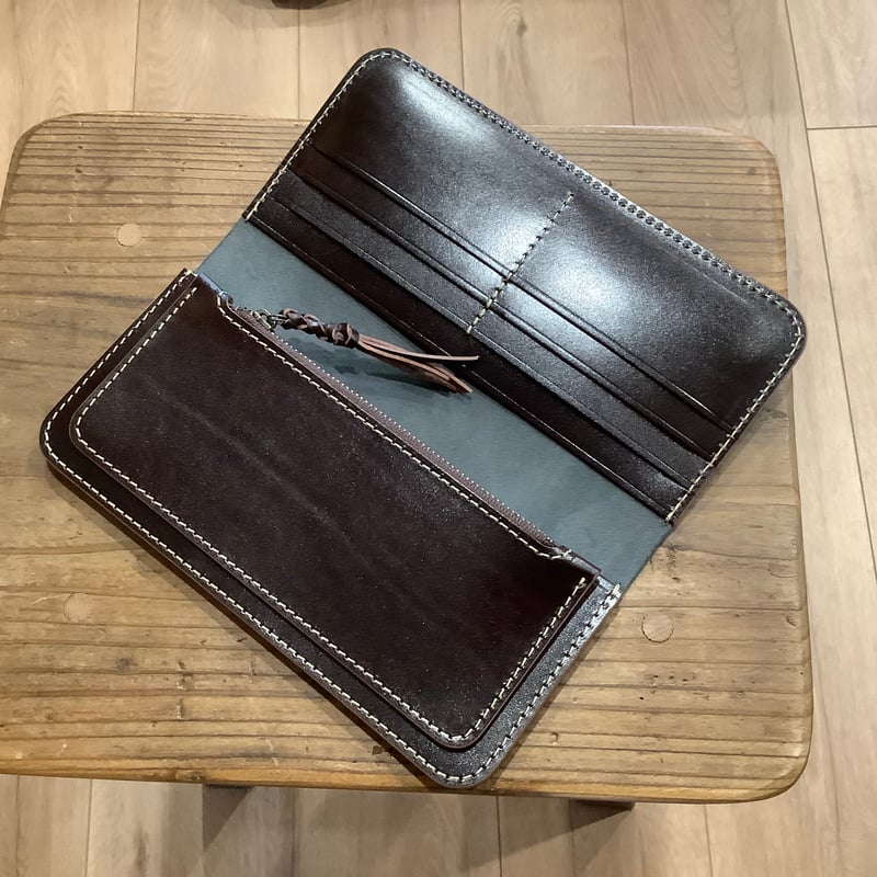 黒革×ルガトショルダー ダークブラウン 長財布 小銭入れあり | keywest828