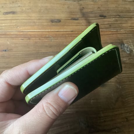 フルコードバン 二つ折り財布 小銭入れあり  グリーン×オリーブ