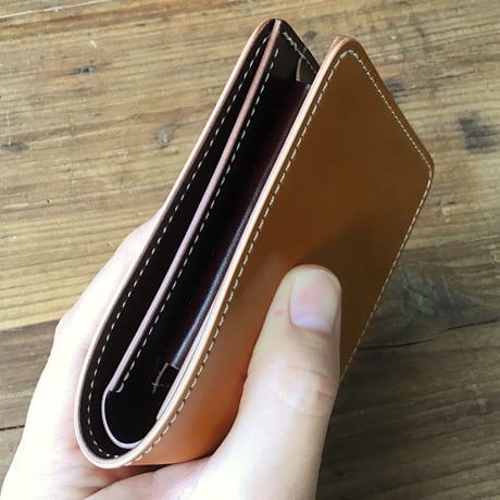 ライトブラウンコードバン×ルガトショルダーブラウン 二つ折り財布 小銭入れあり