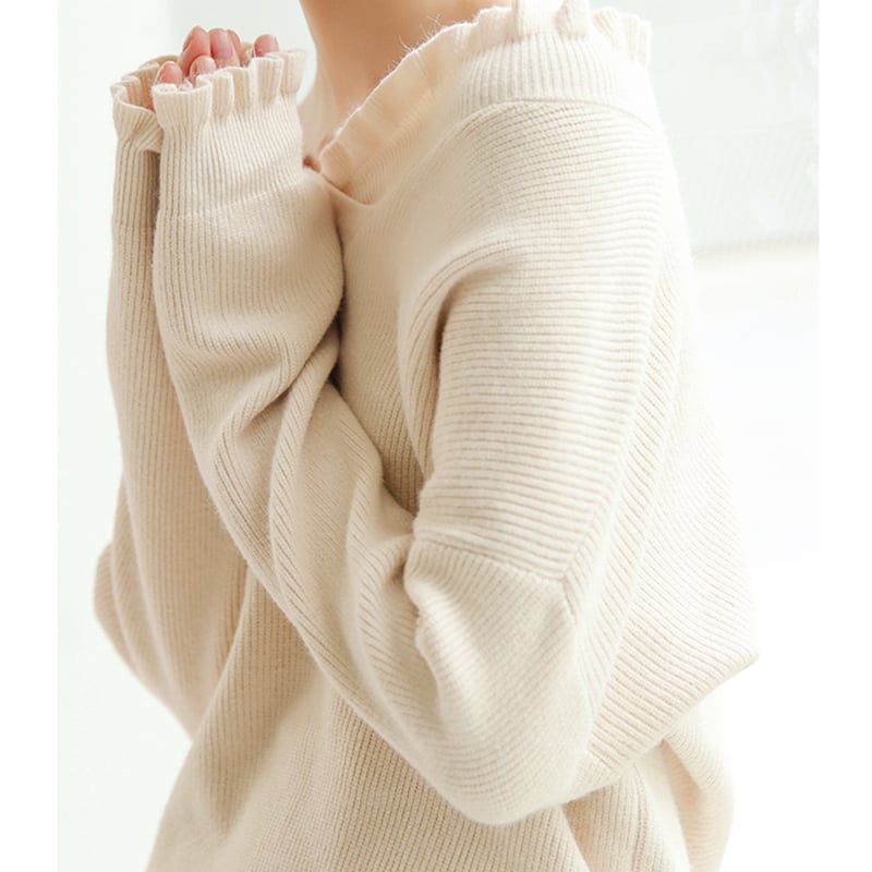 フリルオフショルダーニット | 【人気レディースファッションストア