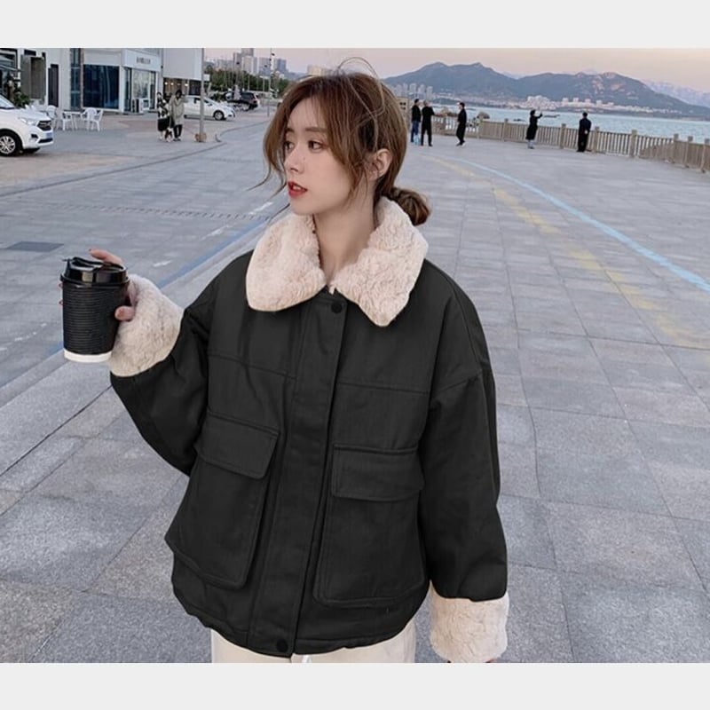 レザージャケット 黒 ファーコート G.V.G.V 定価10万 フェイクファー