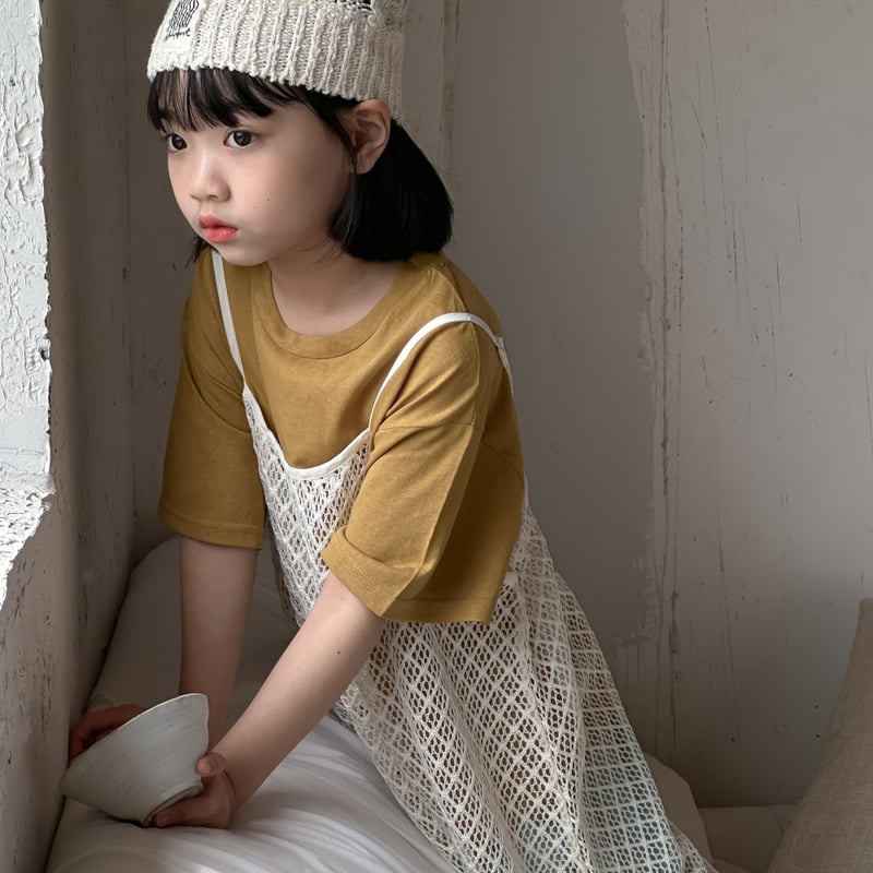 予約商品/90size～120size/単品あり>メッシュワンピース+デニム