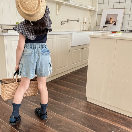 <予約商品/80size～130size>GIRLS デニムショートパンツ