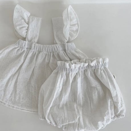 <即納/90sizeのみ>コットンリネンパンツ(white)